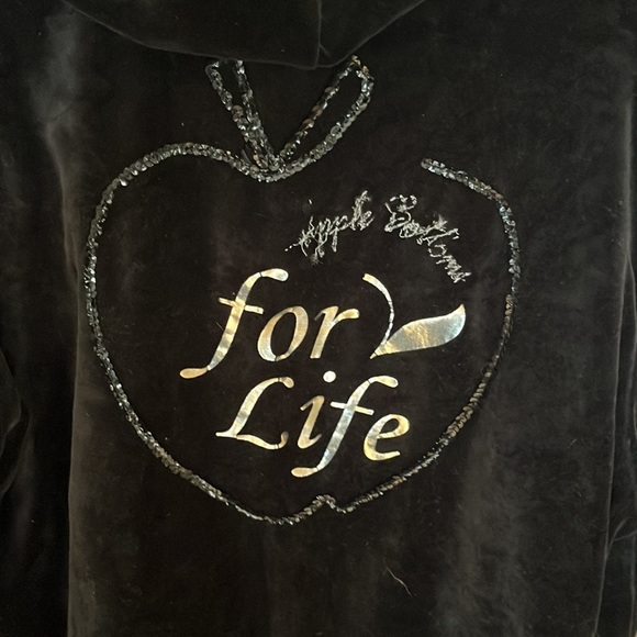 Apple Bottoms size 2X black velour zip hoodie with sequins fits 14-16 - Picture 6 of 16
